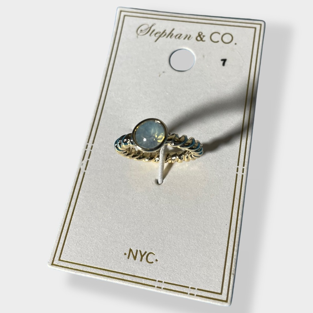 NWT Stephan & Co Gold Braided Moonstone Ring Women Size 7 Boho Accessory